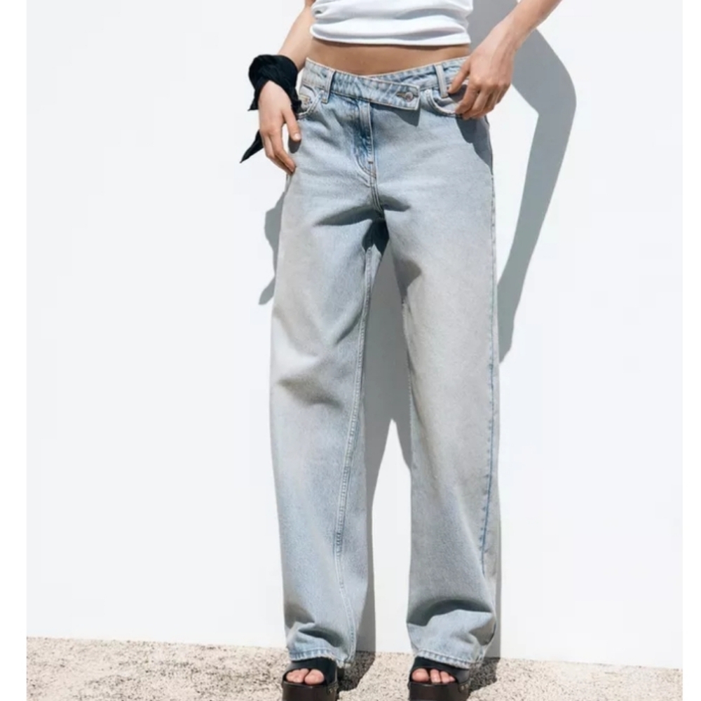 Zara Z1975 Straight High Waist Full Length Jeans Sz-8